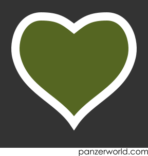 Green heart with a white border.